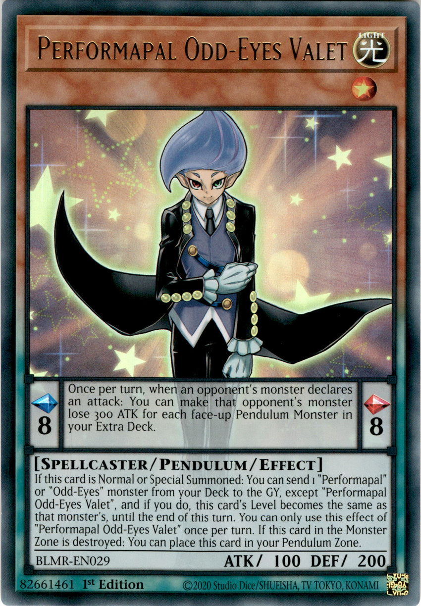 Performapal Odd-Eyes Valet - BLMR-EN029 - Ultra Rare 1st Edition