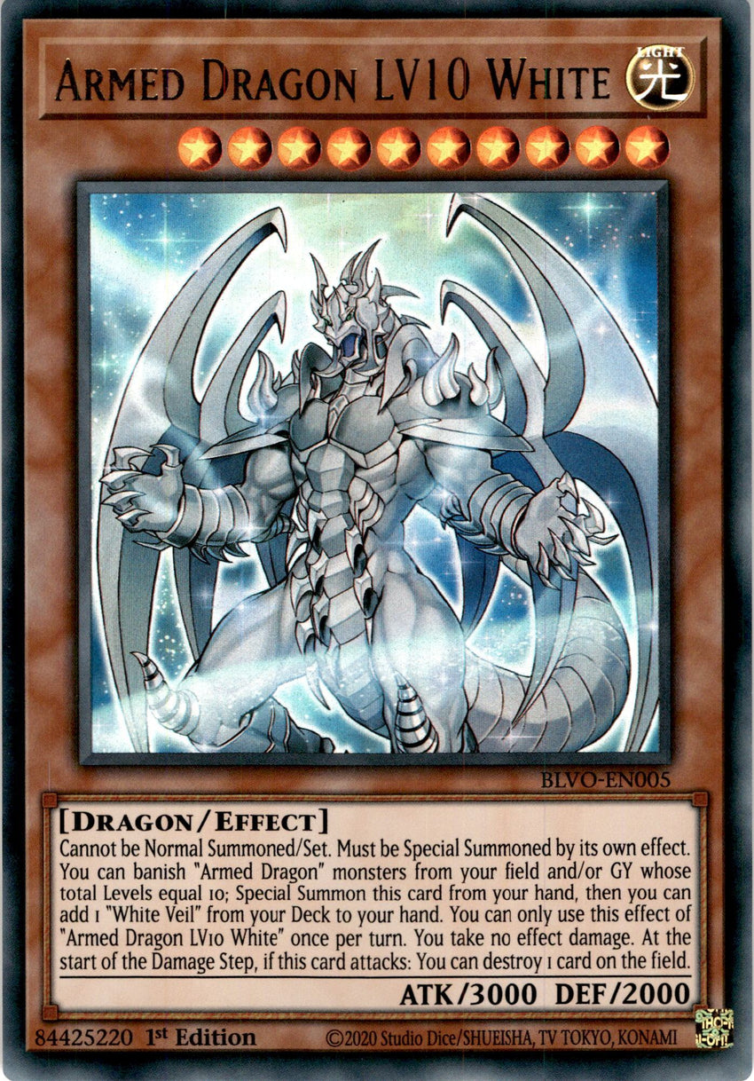 Armed Dragon LV10 White - BLVO-EN005 - Ultra Rare 1st Edition-Cherry Collectables