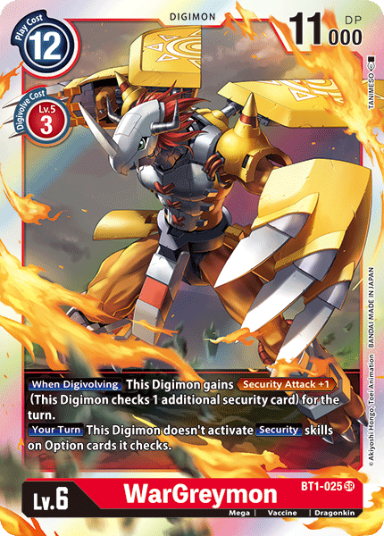 BT1 SUPER RARE WarGreymon BT1-025 - Digimon Release Special Booster VER 1.0-Cherry Collectables