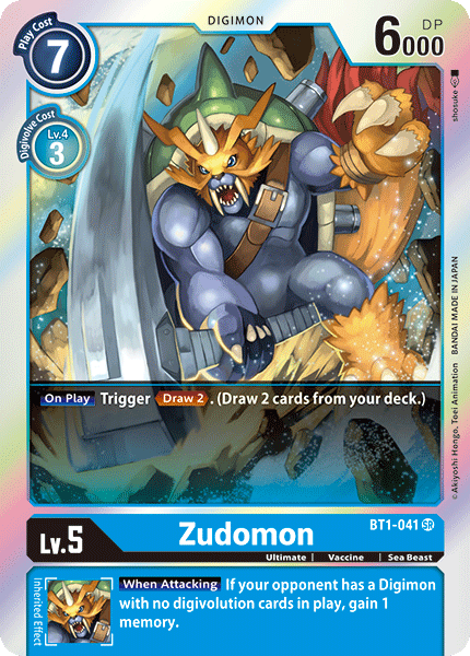 SUPER RARE Zudomon BT1-041 - Digimon Release Special Booster VER 1.0-Cherry Collectables