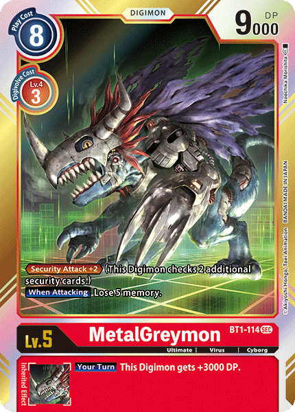 SECRET RARE MetalGreymon BT1-114 - Digimon Release Special Booster VER 1.0-Cherry Collectables
