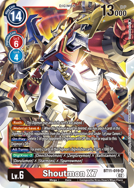 Shoutmon X7 BT11-019 - Super Rare BT11 Dimensional Phase