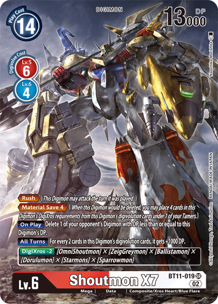 Shoutmon X7 (Alternate Art) BT11-019 - Super Rare BT11 Dimensional Phase