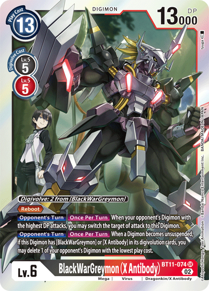 BlackWarGreymon (X Antibody) BT11-074 - Super Rare BT11 Dimensional Phase