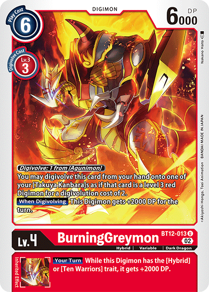 BurningGreymon BT12-013 - Uncommon BT12 Across Time