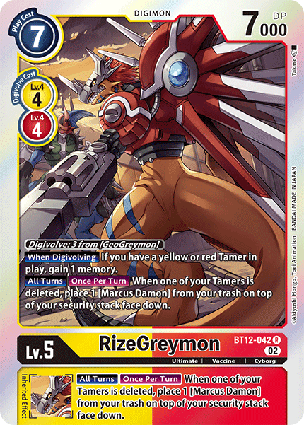RizeGreymon BT12-042 - Rare BT12 Across Time