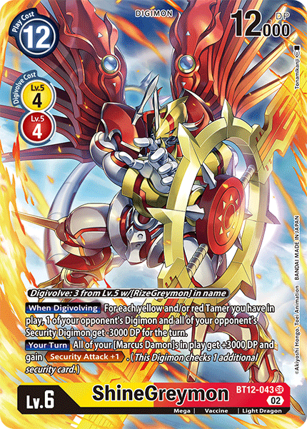 ShineGreymon (Alternate Art) BT12-043 - Super Rare BT12 Across Time