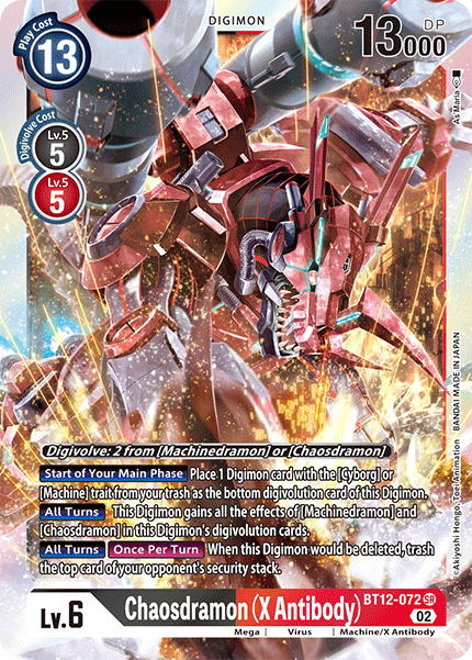Chaosdramon (X Antibody) BT12-072 - Super Rare BT12 Across Time
