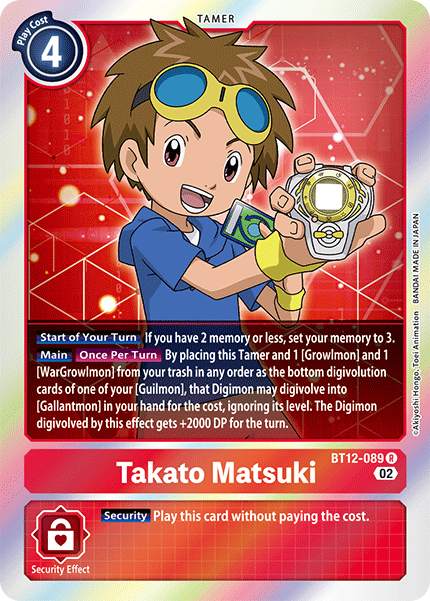 Takato Matsuki BT12-089 - Rare BT12 Across Time
