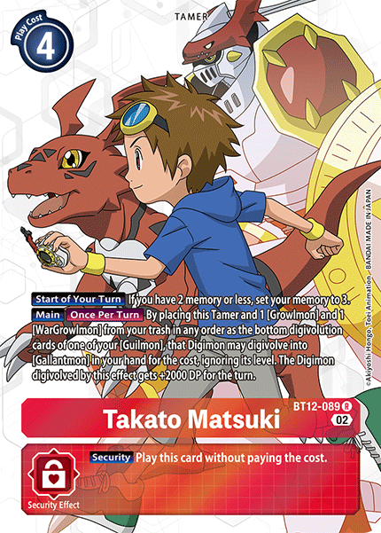 Takato Matsuki (Alternate Art) BT12-089 - Rare BT12 Across Time