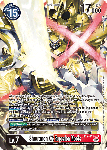 Shoutmon X7: Superior Mode BT12-112 - Secret Rare BT12 Across Time