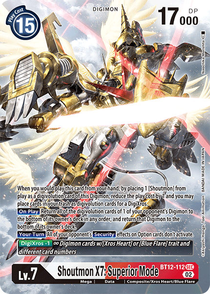 Shoutmon X7: Superior Mode (Alternate Art) BT12-112 - Secret Rare BT12 Across Time