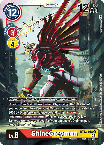 ShineGreymon BT13-018 - Rare BT13 Versus Royal Knights