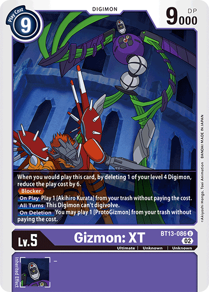 Gizmon: XT BT13-086 - Uncommon BT13 Versus Royal Knights