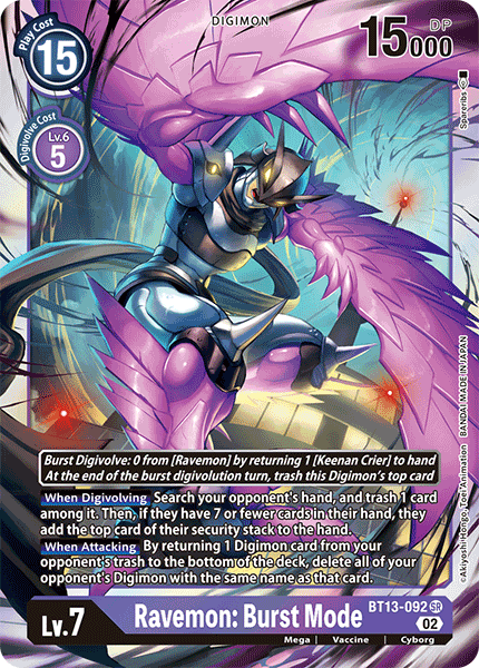 Ravemon: Burst Mode BT13-092 - Super Rare BT13 Versus Royal Knights