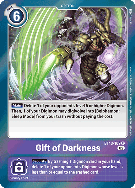 Gift of Darkness BT13-109 - Rare BT13 Versus Royal Knights