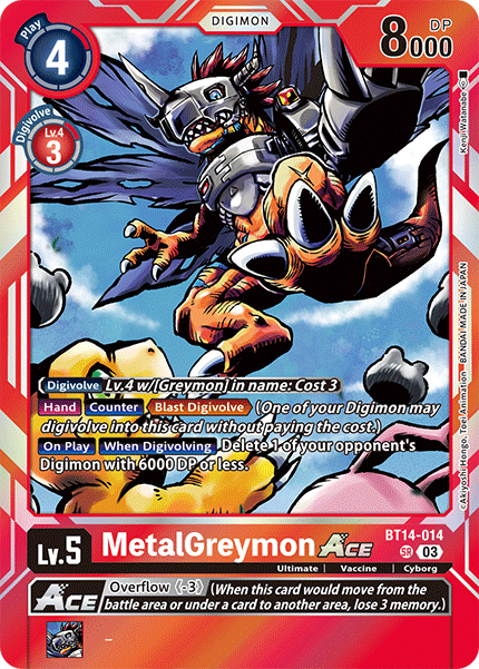 MetalGreymon ACE BT14-014 - Super Rare BT14 Blast Ace