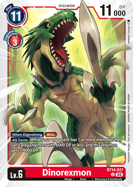 Dinorexmon BT14-017 - Uncommon   BT14 Blast Ace