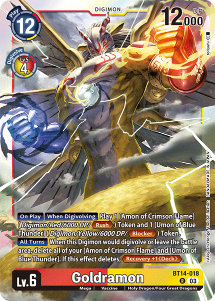 Goldramon BT14-018 - Rare BT14 Blast Ace