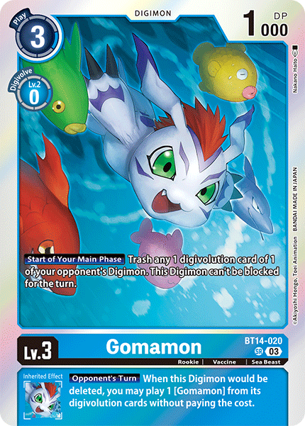 Gomamon BT14-020 - Super Rare BT14 Blast Ace