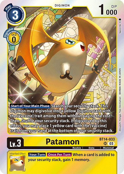 Patamon BT14-033 - Super Rare BT14 Blast Ace