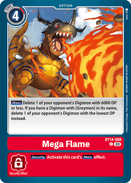 Mega Flame BT14-089 - Common BT14 Blast Ace
