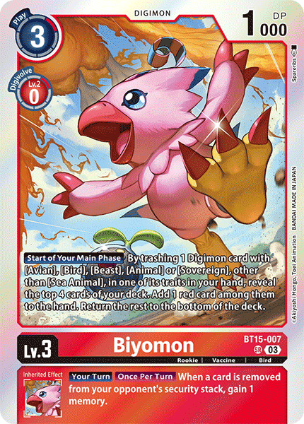 Biyomon BT15-007 - Super Rare BT15 Exceed Apocalypse