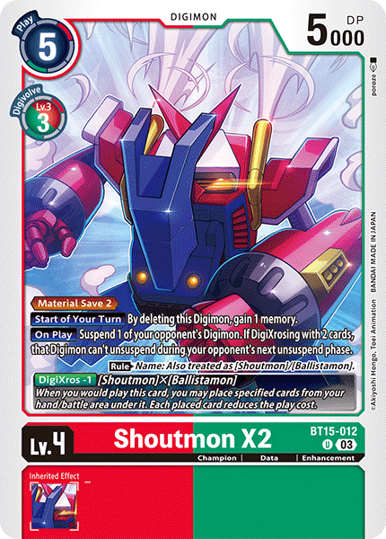 Shoutmon X2 BT15-012 - Uncommon BT15 Exceed Apocalypse
