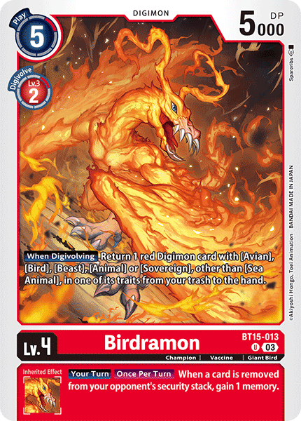 Birdramon BT15-013 - Uncommon BT15 Exceed Apocalypse