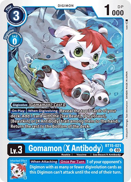 Gomamon X Antibody BT15-021 - Uncommon BT15 Exceed Apocalypse