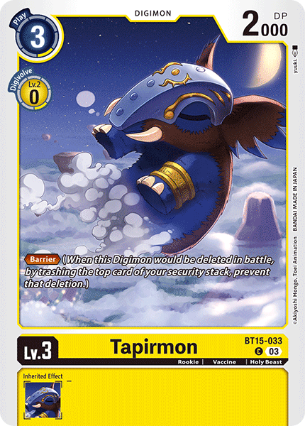 Tapirmon BT15-033 - Common BT15 Exceed Apocalypse