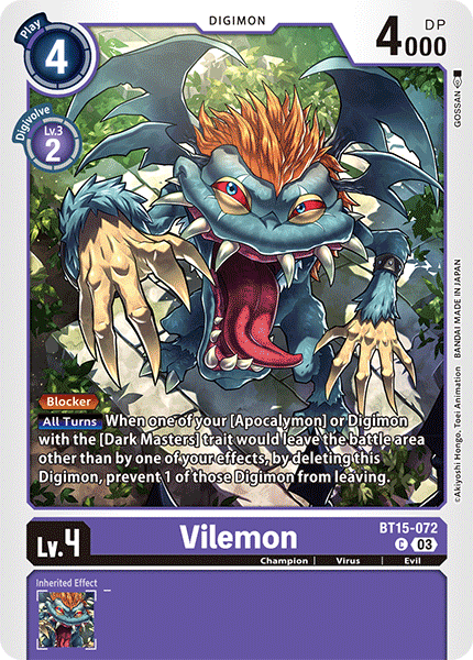 Vilemon BT15-072 - Common BT15 Exceed Apocalypse