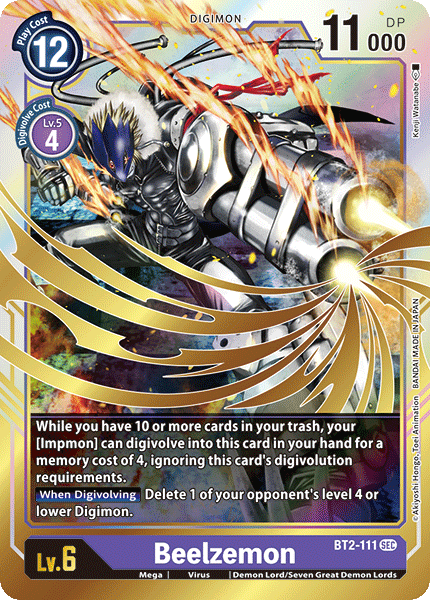 SECRET RARE Beelzemon BT2-111 - Digimon Release Special Booster VER 1.0-Cherry Collectables