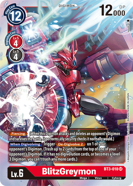 SUPER RARE BlitzGreymon BT3-018 - Digimon Release Special Booster VER 1.5-Cherry Collectables