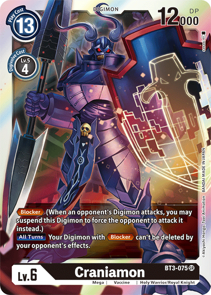 SUPER RARE Craniamon BT3-075 - Digimon Release Special Booster VER 1.5-Cherry Collectables
