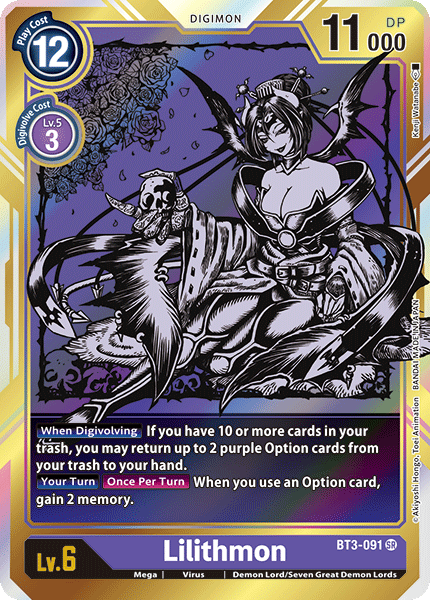 ALTERNATE ART Lilithmon BT3-091 - Digimon Release Special Booster VER 1.0-Cherry Collectables