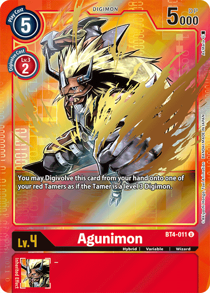 ALTERNATE ART Agunimon BT4-011 - Digimon BT04 Great Legend