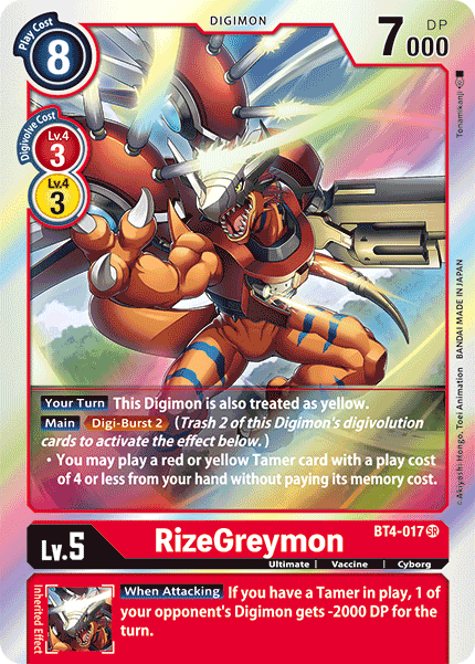 Super Rare RizeGreymon BT4-017 - Digimon BT04 Great Legend