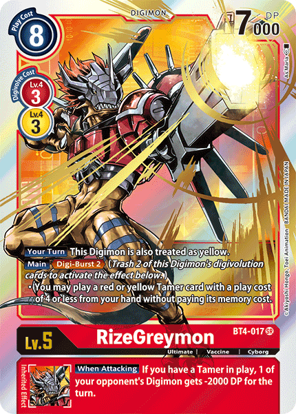 ALTERNATE ART RizeGreymon BT4-017 - Digimon BT04 Great Legend