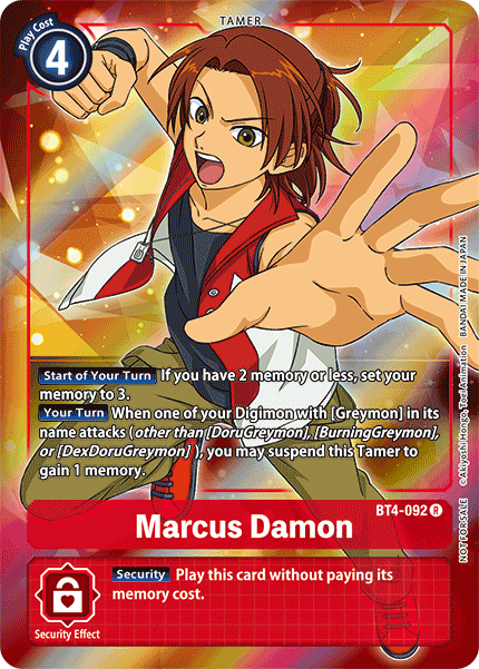 ALTERNATE ART Marcus Damon BT4-092 - Digimon BT04 Great Legend
