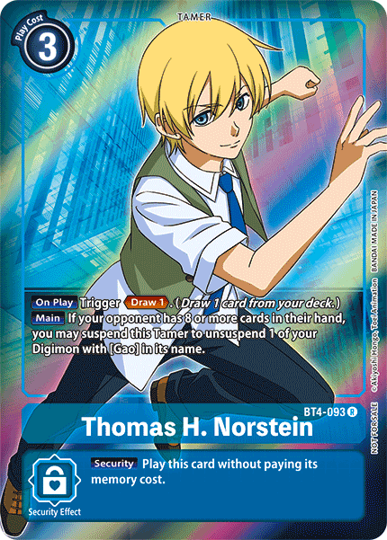ALTERNATE ART Thomas H. Norstein BT4-093 - Digimon BT04 Great Legend