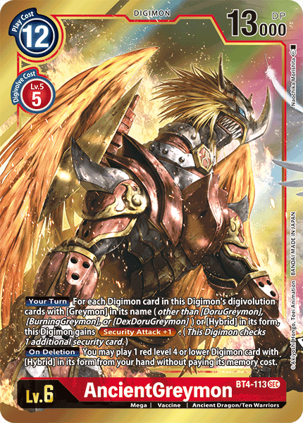 ALTERNATE ART AncientGreymon BT4-113 - Digimon BT04 Great Legend