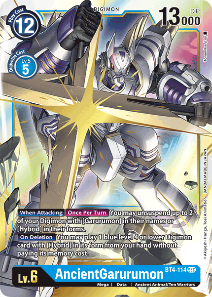 Secret Rare AncientGarurumon BT4-114 - Digimon BT04 Great Legend