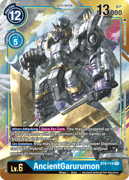 ALTERNATE ART AncientGarurumon BT4-114 - Digimon BT04 Great Legend