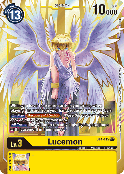Secret Rare Lucemon BT4-115 - Digimon BT04 Great Legend