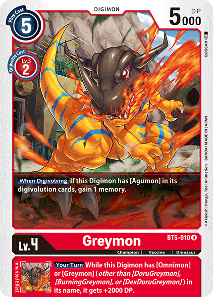 Greymon BT5-010 Uncommon - BT05 Digimon Battle of Omni