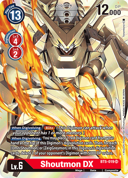 Shoutmon DX BT5-019 Super Rare - BT05 Digimon Battle of Omni
