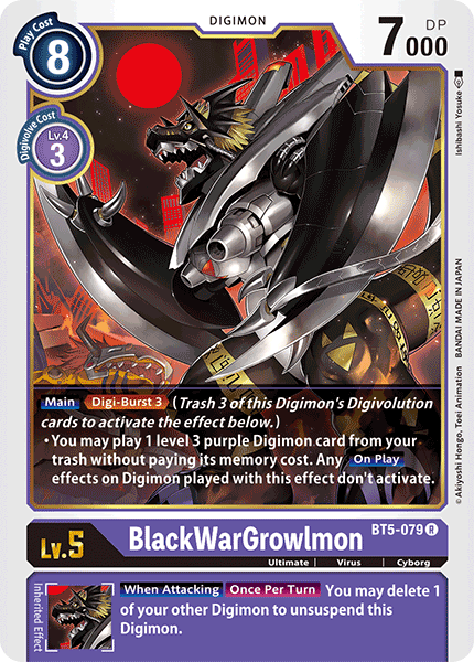 BlackWarGrowlmon BT5-079 Rare - BT05 Digimon Battle of Omni