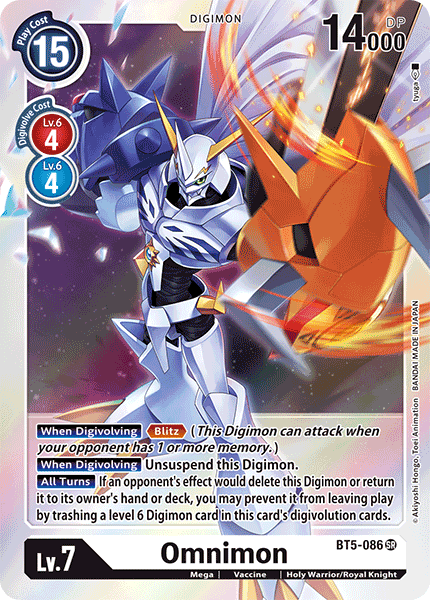 SUPER RARE Omnimon BT5-086 - BT05 Digimon Battle of Omni  Cherry  Collectables