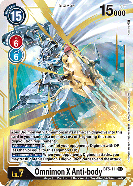 Omnimon X-Anti-body BT5-111 Secret Rare - BT05 Digimon Battle of Omni
